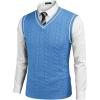 COOFANDY Men’s Sweater Vest V Neck Slim Fit Casual Sleeveless Twisted Knitted Pullover Sweater(Blue)