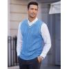 COOFANDY Men’s Sweater Vest V Neck Slim Fit Casual Sleeveless Twisted Knitted Pullover Sweater(Blue)