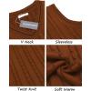 COOFANDY Men’s Sweater Vest V Neck Slim Fit Casual Sleeveless Twisted Knitted Pullover Sweater(Brown)