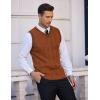 COOFANDY Men’s Sweater Vest V Neck Slim Fit Casual Sleeveless Twisted Knitted Pullover Sweater(Brown)