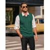 COOFANDY Men’s Sweater Vest V Neck Slim Fit Casual Sleeveless Twisted Knitted Pullover Sweater(Green)