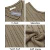 COOFANDY Men’s Sweater Vest V Neck Slim Fit Casual Sleeveless Twisted Knitted Pullover Sweater(Khaki)