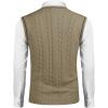 COOFANDY Men’s Sweater Vest V Neck Slim Fit Casual Sleeveless Twisted Knitted Pullover Sweater(Khaki)