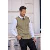 COOFANDY Men’s Sweater Vest V Neck Slim Fit Casual Sleeveless Twisted Knitted Pullover Sweater(Khaki)