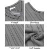 COOFANDY Men’s Sweater Vest V Neck Slim Fit Casual Sleeveless Twisted Knitted Pullover Sweater(Light Grey)
