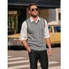 COOFANDY Men’s Sweater Vest V Neck Slim Fit Casual Sleeveless Twisted Knitted Pullover Sweater(Light Grey)