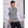 COOFANDY Men’s Sweater Vest V Neck Slim Fit Casual Sleeveless Twisted Knitted Pullover Sweater(Light Grey)