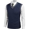 COOFANDY Men’s Sweater Vest V Neck Slim Fit Casual Sleeveless Twisted Knitted Pullover Sweater(Navy Blue)