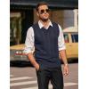 COOFANDY Men’s Sweater Vest V Neck Slim Fit Casual Sleeveless Twisted Knitted Pullover Sweater(Solid Navy Blue)