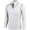 COOFANDY Men’s Sweater Vest V Neck Slim Fit Casual Sleeveless Twisted Knitted Pullover Sweater(White)