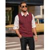COOFANDY Men’s Sweater Vest V Neck Slim Fit Casual Sleeveless Twisted Knitted Pullover Sweater(Wine Red)