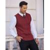 COOFANDY Men’s Sweater Vest V Neck Slim Fit Casual Sleeveless Twisted Knitted Pullover Sweater(Wine Red)