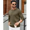 COOFANDY Mens Sweaters Polos Long Sleeve V Neck Knit Polo Lightweight Casual Pullover Sweater(Army Green)
