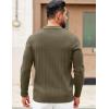 COOFANDY Mens Sweaters Polos Long Sleeve V Neck Knit Polo Lightweight Casual Pullover Sweater(Army Green)
