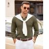 COOFANDY Mens Sweaters Polos Long Sleeve V Neck Knit Polo Lightweight Casual Pullover Sweater(Army Green)