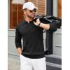 COOFANDY Mens Sweaters Polos Long Sleeve V Neck Knit Polo Lightweight Casual Pullover Sweater(Black)