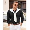 COOFANDY Mens Sweaters Polos Long Sleeve V Neck Knit Polo Lightweight Casual Pullover Sweater(Black)