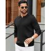 COOFANDY Mens Sweaters Polos Long Sleeve V Neck Knit Polo Lightweight Casual Pullover Sweater(Black)