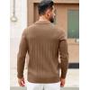 COOFANDY Mens Sweaters Polos Long Sleeve V Neck Knit Polo Lightweight Casual Pullover Sweater(Brown)