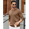 COOFANDY Mens Sweaters Polos Long Sleeve V Neck Knit Polo Lightweight Casual Pullover Sweater(Brown)