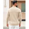 COOFANDY Mens Sweaters Polos Long Sleeve V Neck Knit Polo Lightweight Casual Pullover Sweater(Cream)