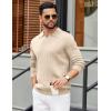 COOFANDY Mens Sweaters Polos Long Sleeve V Neck Knit Polo Lightweight Casual Pullover Sweater(Cream)