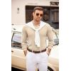 COOFANDY Mens Sweaters Polos Long Sleeve V Neck Knit Polo Lightweight Casual Pullover Sweater(Cream)