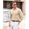 COOFANDY Mens Sweaters Polos Long Sleeve V Neck Knit Polo Lightweight Casual Pullover Sweater(Cream)
