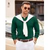 COOFANDY Mens Sweaters Polos Long Sleeve V Neck Knit Polo Lightweight Casual Pullover Sweater(Dark Green)