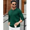 COOFANDY Mens Sweaters Polos Long Sleeve V Neck Knit Polo Lightweight Casual Pullover Sweater(Dark Green)