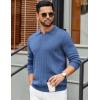 COOFANDY Mens Sweaters Polos Long Sleeve V Neck Knit Polo Lightweight Casual Pullover Sweater(Demin Blue)