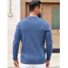 COOFANDY Mens Sweaters Polos Long Sleeve V Neck Knit Polo Lightweight Casual Pullover Sweater(Demin Blue)
