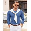 COOFANDY Mens Sweaters Polos Long Sleeve V Neck Knit Polo Lightweight Casual Pullover Sweater(Demin Blue)