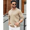 COOFANDY Mens Sweaters Polos Long Sleeve V Neck Knit Polo Lightweight Casual Pullover Sweater(Khaki)
