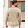COOFANDY Mens Sweaters Polos Long Sleeve V Neck Knit Polo Lightweight Casual Pullover Sweater(Khaki)