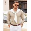 COOFANDY Mens Sweaters Polos Long Sleeve V Neck Knit Polo Lightweight Casual Pullover Sweater(Khaki)