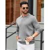 COOFANDY Mens Sweaters Polos Long Sleeve V Neck Knit Polo Lightweight Casual Pullover Sweater(Light Grey)