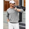 COOFANDY Mens Sweaters Polos Long Sleeve V Neck Knit Polo Lightweight Casual Pullover Sweater(Light Grey)
