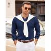 COOFANDY Mens Sweaters Polos Long Sleeve V Neck Knit Polo Lightweight Casual Pullover Sweater(Navy Blue)
