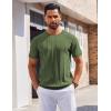 COOFANDY Men’s T- Shirts Short Sleeve Knit Sweater Shirt Casual Crewneck Ribbed Pullover Tees(Army Green)