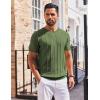 COOFANDY Men’s T- Shirts Short Sleeve Knit Sweater Shirt Casual Crewneck Ribbed Pullover Tees(Army Green)