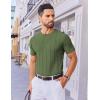 COOFANDY Men’s T- Shirts Short Sleeve Knit Sweater Shirt Casual Crewneck Ribbed Pullover Tees(Army Green)