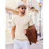 COOFANDY Men’s T- Shirts Short Sleeve Knit Sweater Shirt Casual Crewneck Ribbed Pullover Tees(Beige)