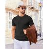 COOFANDY Men’s T- Shirts Short Sleeve Knit Sweater Shirt Casual Crewneck Ribbed Pullover Tees(Black)
