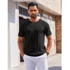 COOFANDY Men’s T- Shirts Short Sleeve Knit Sweater Shirt Casual Crewneck Ribbed Pullover Tees(Black)