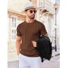 COOFANDY Men’s T- Shirts Short Sleeve Knit Sweater Shirt Casual Crewneck Ribbed Pullover Tees(Brown)