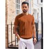 COOFANDY Men’s T- Shirts Short Sleeve Knit Sweater Shirt Casual Crewneck Ribbed Pullover Tees(Caramel)