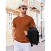 COOFANDY Men’s T- Shirts Short Sleeve Knit Sweater Shirt Casual Crewneck Ribbed Pullover Tees(Caramel)