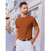 COOFANDY Men’s T- Shirts Short Sleeve Knit Sweater Shirt Casual Crewneck Ribbed Pullover Tees(Caramel)