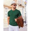COOFANDY Men’s T- Shirts Short Sleeve Knit Sweater Shirt Casual Crewneck Ribbed Pullover Tees(Deep Green)